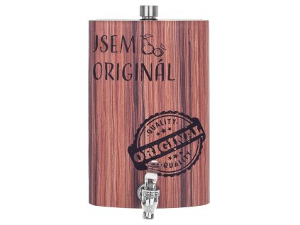 Nerezová fľaša vrecková s kohútikom MAXI a s motívom JSEM ORIGINÁL