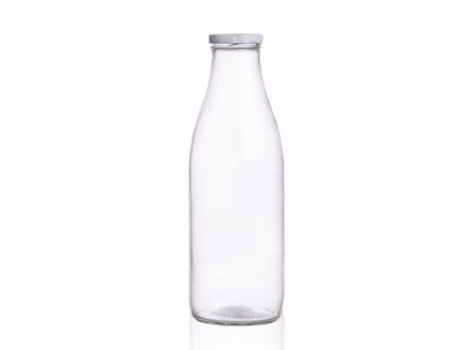 Fľaša číra,sklenená s viečkom, na mlieko, 1l
