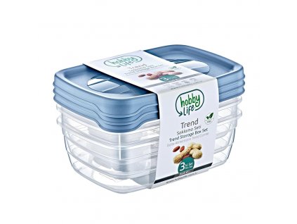 Dóza plastová, obdĺžniková, TREND 0,6 l - 3 ks