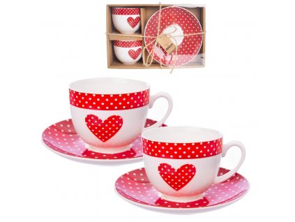 Hrnček porcelánový s podšálkou BODKA, 0,28 l, 2 ks